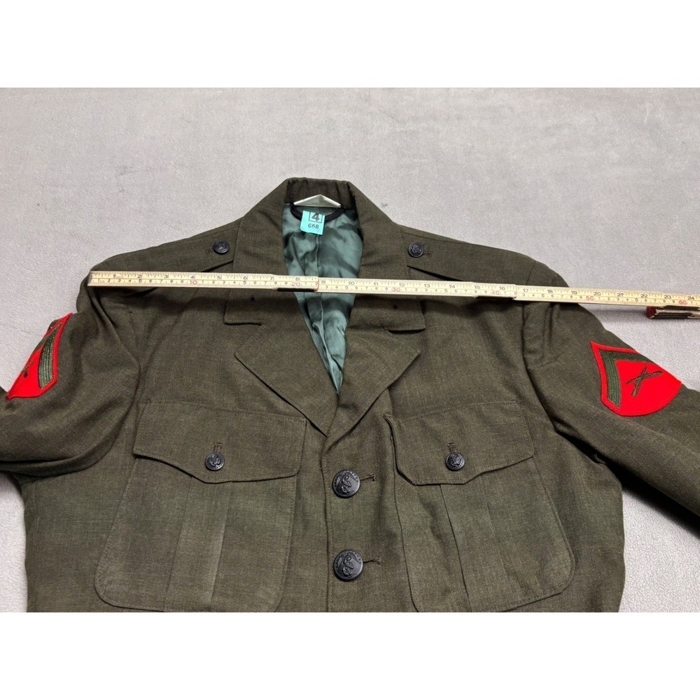 Vintage USMC Service Alpha Uniform Set Green Wool Jacket 44L Trousers 38S 1986 - Picture 6 of 13